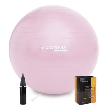 М'яч для фітнесу (фітбол) Cornix 55 см Anti-Burst XR-0361 Light Pink