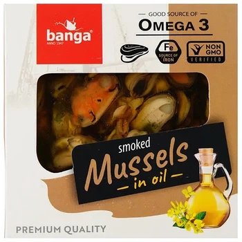 Мидии Banga Smoked Mussels in oil копченные в масле 120 г