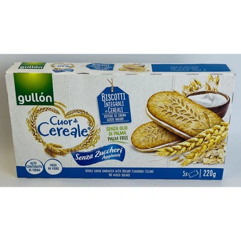 Печенье Gullon Cuor di Cereale (сэндвич с йогуртом) цельнозерновое без сахара 220 г