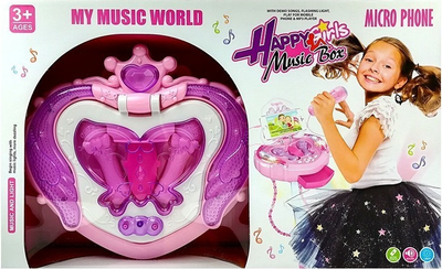 Музична скринька LEAN Toys на підставці з мікрофоном та динаміком рожева 6606 (5905214979447)