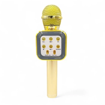 Караоке микрофон Bluetooth DM WS1818 с динамиками беспроводная колонка микрофон для пения Желтый