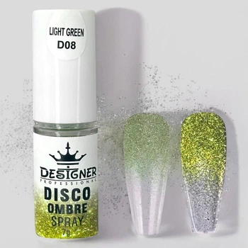 Светоотражающая спрей-пудра Light green D08 для омбре Disco Ombre Spray Дизайнер (7г) для дизайна ногтей