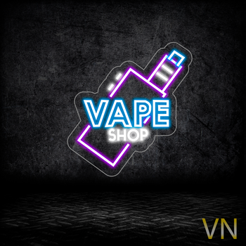 Неонова вивіска «Вейпшоп», LED-вивіска «Vape shop» 60×64 см