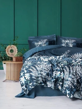 Постільна білизна євро розмір Cotton Box Lux Satin Imvelo Petrol