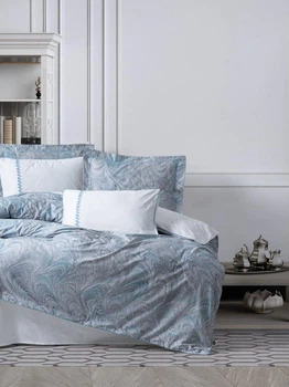 Постільна білизна євро розмір Cotton Box Elite Satin Stilla Mavi