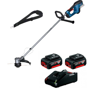 Профессиональный аккумуляторный триммер Bosch GFR 18V-33 Professional c 2шт-АКБ 18V 4.0Ah+ЗУ