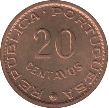Монета Сан-Томе і Принсіпі 20 сентаво 1971 UNC (KM#16.2)