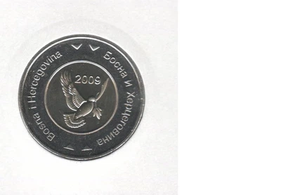 Монета Босния и Герцеговина 5 марок 2009 Биметалл «Голубь мира» UNC (km#120)
