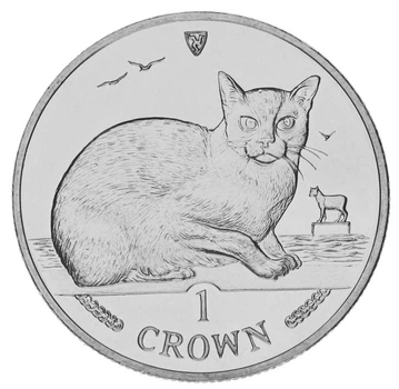 Монета Остров Мэн 1 крона 1996 «Кот. Кошка» UNC (KM#621)