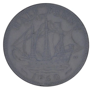 Монета Великобритания 0,5 пенни 1960 F-VF Half Penny Корабль