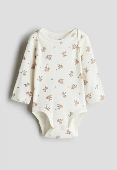 Боди с воротником-конвертом белый Цветы H&M 86см (400011457)