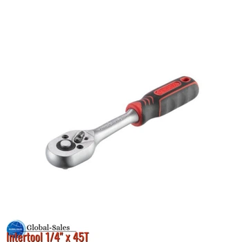 Ключ тріскачковий (ручка з храповим механізмом) Intertool 1/4" х 45T Pro (HT-2117)