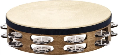 Тамбурін MEINL Headed Wood Traditional Goatskin Tambourine Stainless Steel Jingles TAH2WB