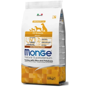 Сухой корм MONGE DOG All breeds Adult индейка с рисом - 2,5кг