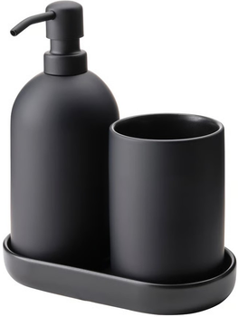 Zestaw z 3 akcesoriów łazienkowych IKEA Gansjon (504.988.89) Czarny