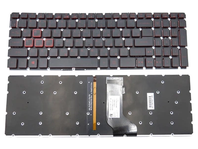 Клавіатура для ACER Nitro 5 AN515-53-52FA AN515-53-53U7 (UA Black, RED літери з підсвічуванням) (66660)