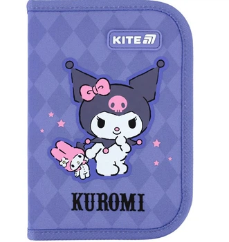 Шкільний пенал книжка для дівчинки "Kuromi", 1 відділення з відворотом HK25-621-2 Kite