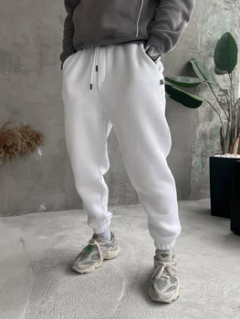 Мужские демисезонные спортивные штаны Oversize 443134 XS-3XL белые (ВШ7003)