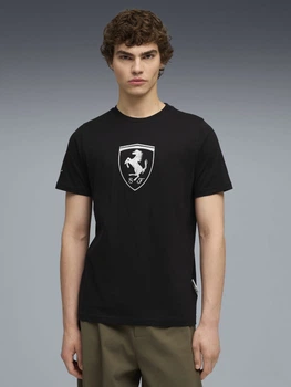 Футболка хлопковая длинная мужская Puma Ferrari Sportswear Lifestyle 63278501 M Black с принтом (4069157735391)