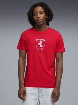 Футболка хлопковая длинная мужская Puma Ferrari Sportswear Lifestyle 63278502 M Rosso Corsa с принтом (4069157752886)