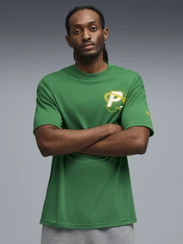 Футболка для баскетбола длинная мужская Puma Playoff Series 63290202 M Archive Green с принтом (4069157818544)