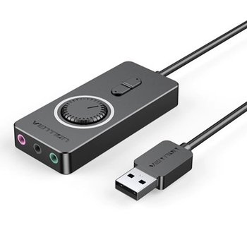 внешняя VENTION USB External Stereo Sound Adapter with Volume Control Black (CDRBB)