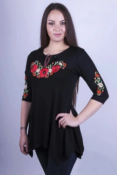 Жіноча туніка Lesia Маковий цвіт розмір 3XL на чорному 10121241-56