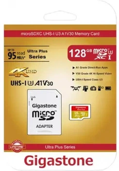 Карта памяти GIGASTONE MicroSDXC UHS-1 U3 128 GB Professional (GS-2IN1666XU3V30A1-128GB-R)