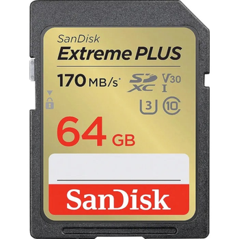 Карта памяти Sandisk Extreme PLUS 64GB SDXC Memory Card + 2 years Rescue (SDSDXW2-064G-GNCIN)