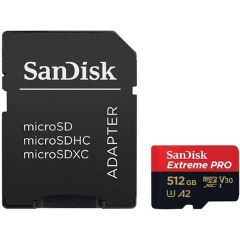 Карта памяти SanDisk 512 GB microSDXC UHS-I U3 Extreme Pro + SD Adapter SDSQXCD-512G-GN6MA
