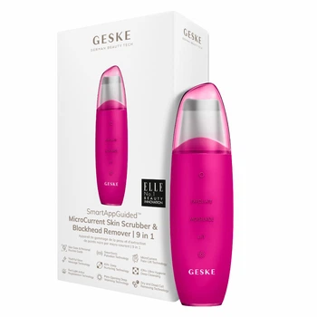 Мікрострумовий скрабер для шкіри та усунення чорних точок GESKE MicroCurrent Skin Scrubber&Blackhead Remover 9в1 фуксія