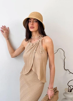 Женская вязаная майка ART KNIT Loren беж, L 039568