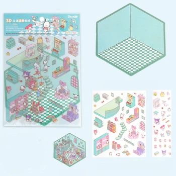 Набор комната из наклеек румбокс Домик Hello Kitty DIY 12.5*19 см