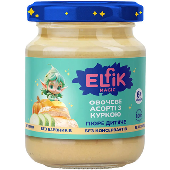 Пюре Elfik Magic овощное ассорти с курицей 100 г