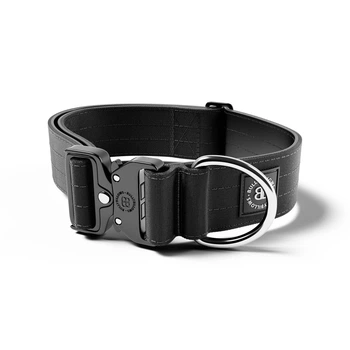 Тактический широкий ошейник для собак BullyBillows Combat Collar No Handle 5 cm M: 50 мм, ОШ 35-48 см Черный