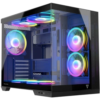 Игровой корпус для ПК с A-RGB подсветкой и закаленным стеклом, Midi-Tower, серый