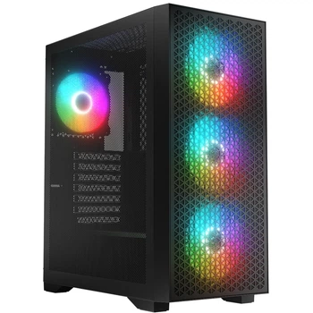 Игровой корпус для ПК с ARGB подсветкой, 4 вентилятора, ATX, черный