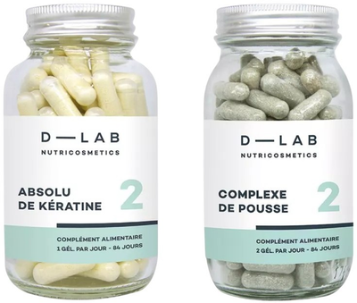 Zestaw suplementów diety D-Lab Hair Nutrition Duo 3 Months Kapsułki Complexe Boosteur De Pousse 128 szt + Kapsułki Absolu De Keratine 84 szt (3701026302280)
