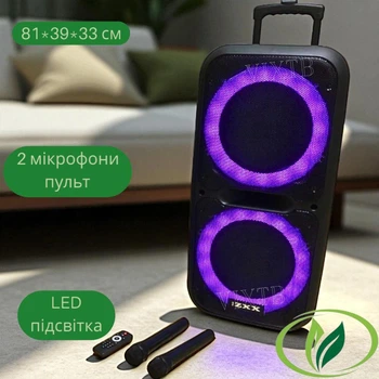 Переносная беспроводная колонка ZXX-7575 Акустическая аккумуляторная колонка 2500Вт Акустическая система с микрофонами Bluetooth-колонка с пультом