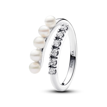 Срібна каблучка Pandora відкрита з перлинами та паве 193145C01 60.
