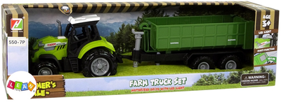 Zabawka LEAN Toys Farma Traktor z odpinaną przyczepką z dźwiękiem Zielony 11111 (5905214974091)