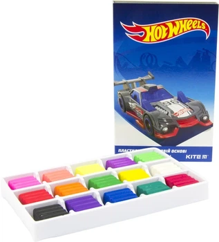 Пластилин воскоый "Kite" 15 цвето. 225гр HW19-087 Hot Wheels