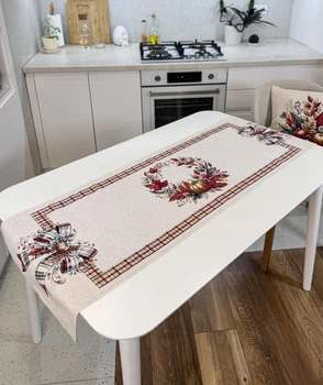 Доріжка на стіл гобеленова з шенілом 45x140 см. Bows/00499