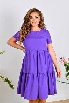 Платье миди ниже колен больших размеров однотонное свободного кроя 60-62 фиолетовое