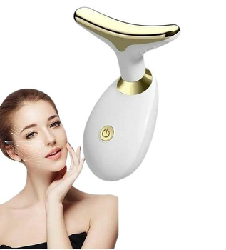 Вибрационный массажер для лица и шеи Face Lifter антивозрастной лифтинг 7000 вибраций в минуту с углом головки 160 градусов для подтяжки овала лица и уменьшения морщин на батарейках АА Белый