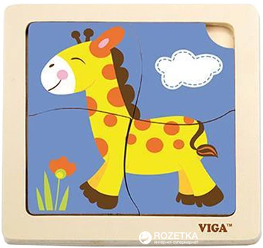 Деревянный мини-пазл Viga Toys Жираф 4 элемента (51319)