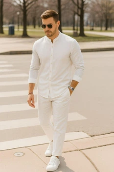 Чоловічий лляний комплект «Classic Linen» – сорочка + штани М