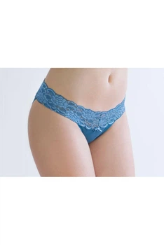 Стринги женские из хлопка с кружевным поясом Marsana 01-008 XL, Ментол