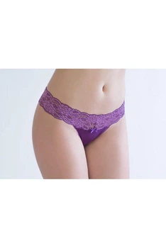 Стринги женские из хлопка с кружевным поясом Marsana 01-008 L, Аметист