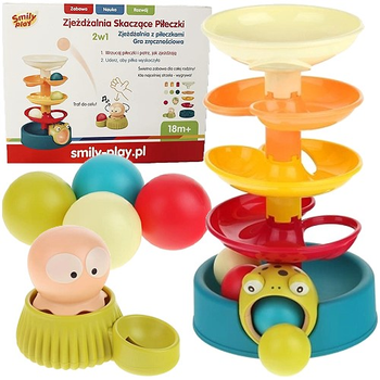 Gra zręcznościowa edukacyjna Smily Play Zjeżdżalnia skaczące piłeczki 2 w 1 SP84959 AN01 (5905375849597)